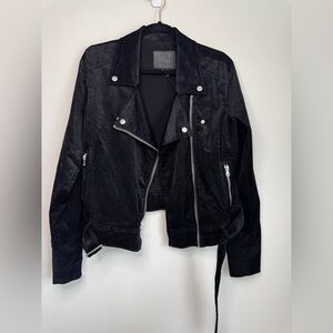 Paige Women's Shanna Black Corduroy Velvet Moto Jacket Size Medium